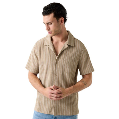 Guess Men's Resort Blend Textured Woven Short-Sleeve Shirt