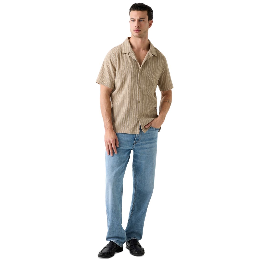 Guess Men's Resort Blend Textured Woven Short-Sleeve Shirt
