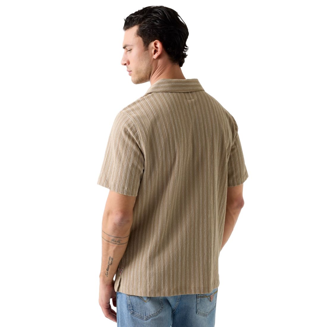 Guess Men's Resort Blend Textured Woven Short-Sleeve Shirt