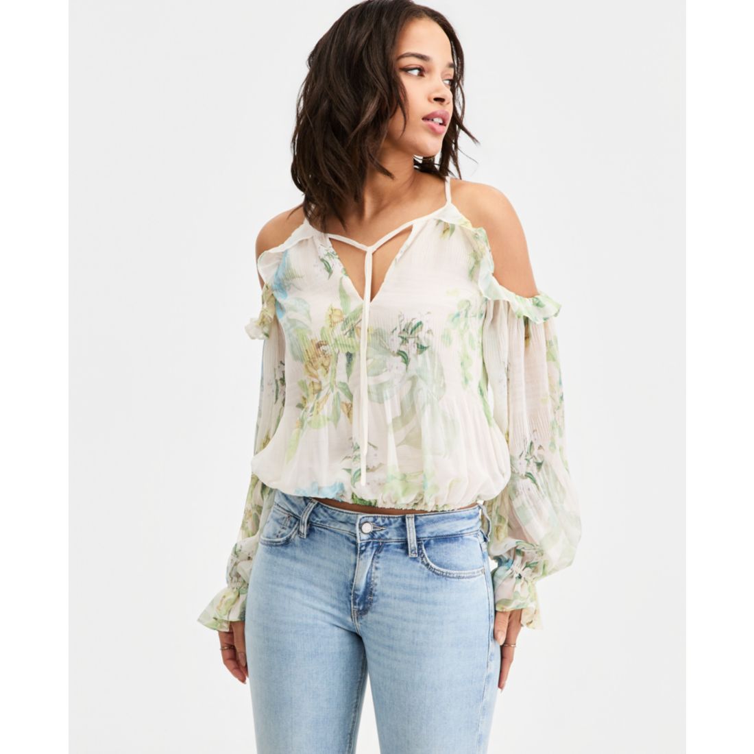 Guess Women's Emily Cold-Shoulder Long-Sleeve Top