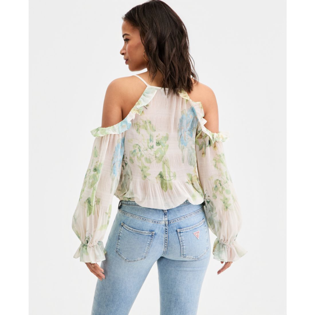 Guess Women's Emily Cold-Shoulder Long-Sleeve Top