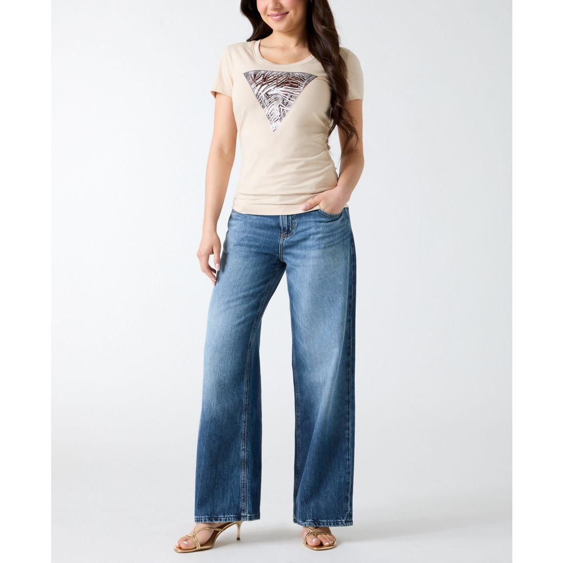 Guess Women's Short-Sleeve Triangle Design T-Shirt