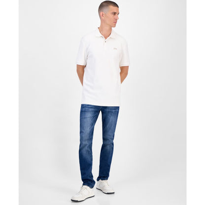 Guess Minimal Logo Short Sleeve Textured Polo Shirt