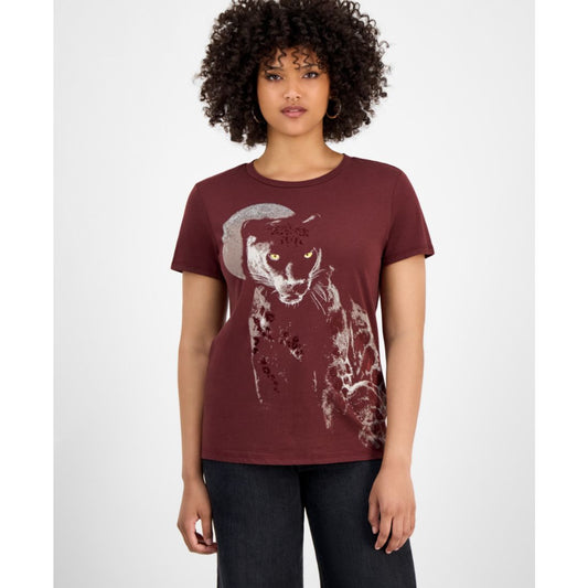 Guess Women's Panther Moon Studded Easy T-Shirt