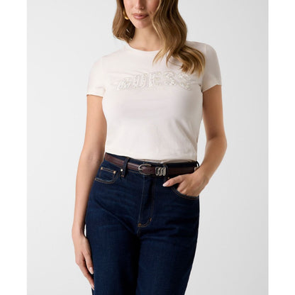 Guess Women's Embellished Lace Logo Short-Sleeve T-Shirt