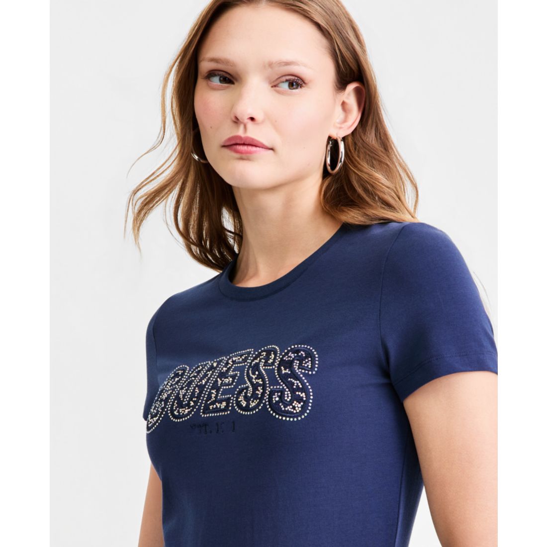 Guess Women's Embellished Lace Logo Short-Sleeve T-Shirt
