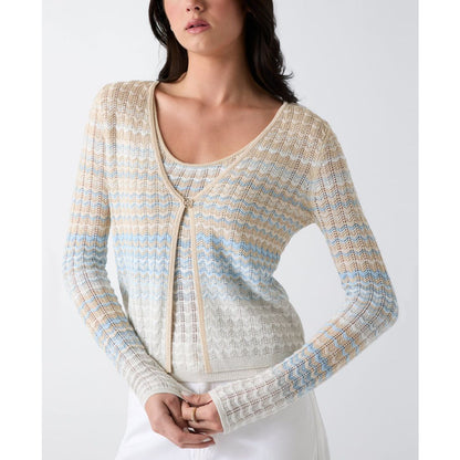 Guess Women's Rosalyn Cover Shoulder V-Neck Cropped Sweater