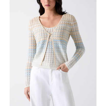 Guess Women's Rosalyn Cover Shoulder V-Neck Cropped Sweater