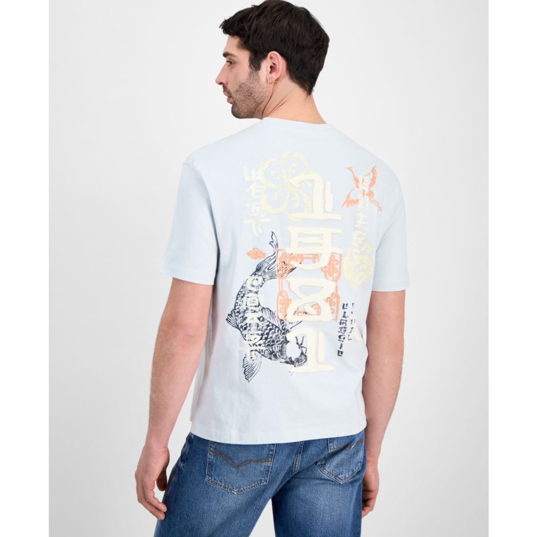 Guess Men's Oversized-Fit Japan Signs Graphic Print T-Shirt