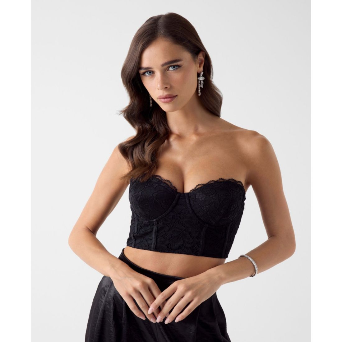 Guess Women's Sleeveless Alessia Lace Corset Top