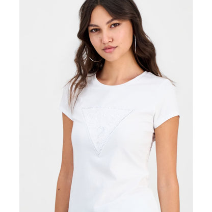 Guess Women's Triangle Lace Logo Short-Sleeve T-Shirt