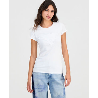 Guess Women's Triangle Lace Logo Short-Sleeve T-Shirt
