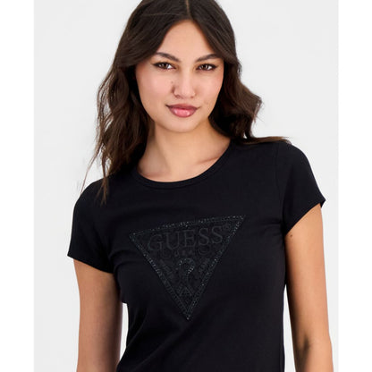 Guess Women's Triangle Lace Logo Short-Sleeve T-Shirt
