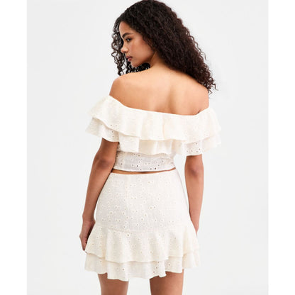 Guess Women's Sade Ruffled Cotton Off-The-Shoulder Top