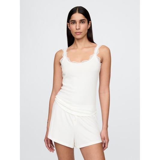 Women's Mini Rib Lace Pj Tank Top
