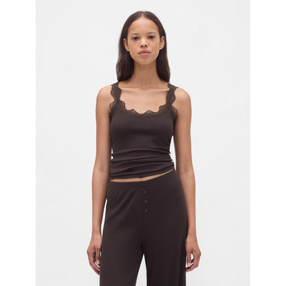 Women's Mini Rib Lace Pj Tank Top
