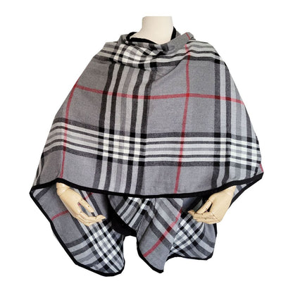 Fraas Women's Solid Border Plaid Rounded Edge Wrap