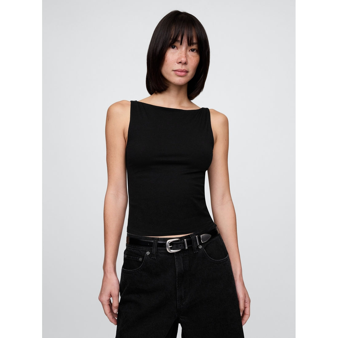 Women's Closeknit Jersey Boatneck Crop Tank Top