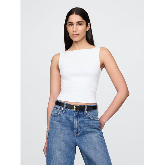 Women's Closeknit Jersey Boatneck Crop Tank Top