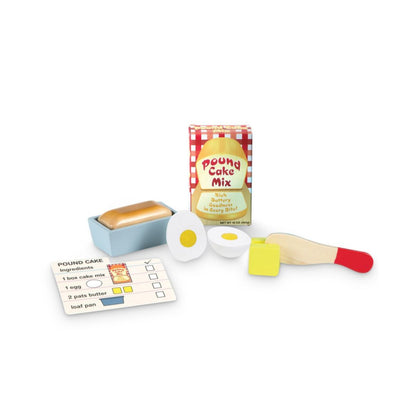 Melissa & Doug Wooden Make-a-Cake Mixer Set (11 pcs) - Play Food and Kitchen Accessories