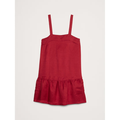 Viscose-Linen Flounce-Hem Mini Dress