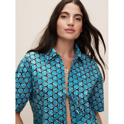 The White Lotus Poplin Tie-Front Shirt