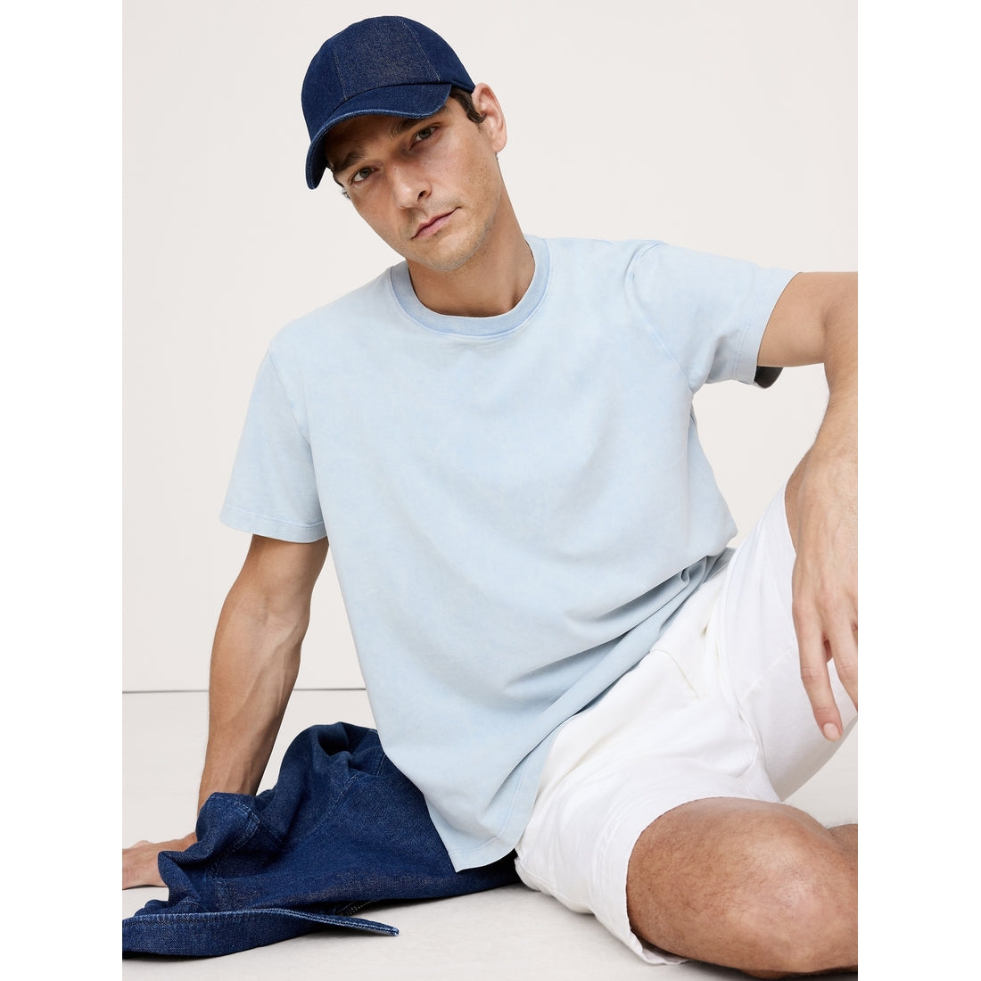 Men's Boxy Sun-Faded Cotton Crew-Neck T-Shirt