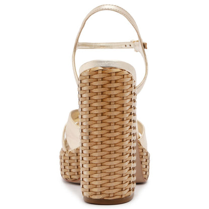 Schutz Women's Keefa High Straw Round Toe Sandals