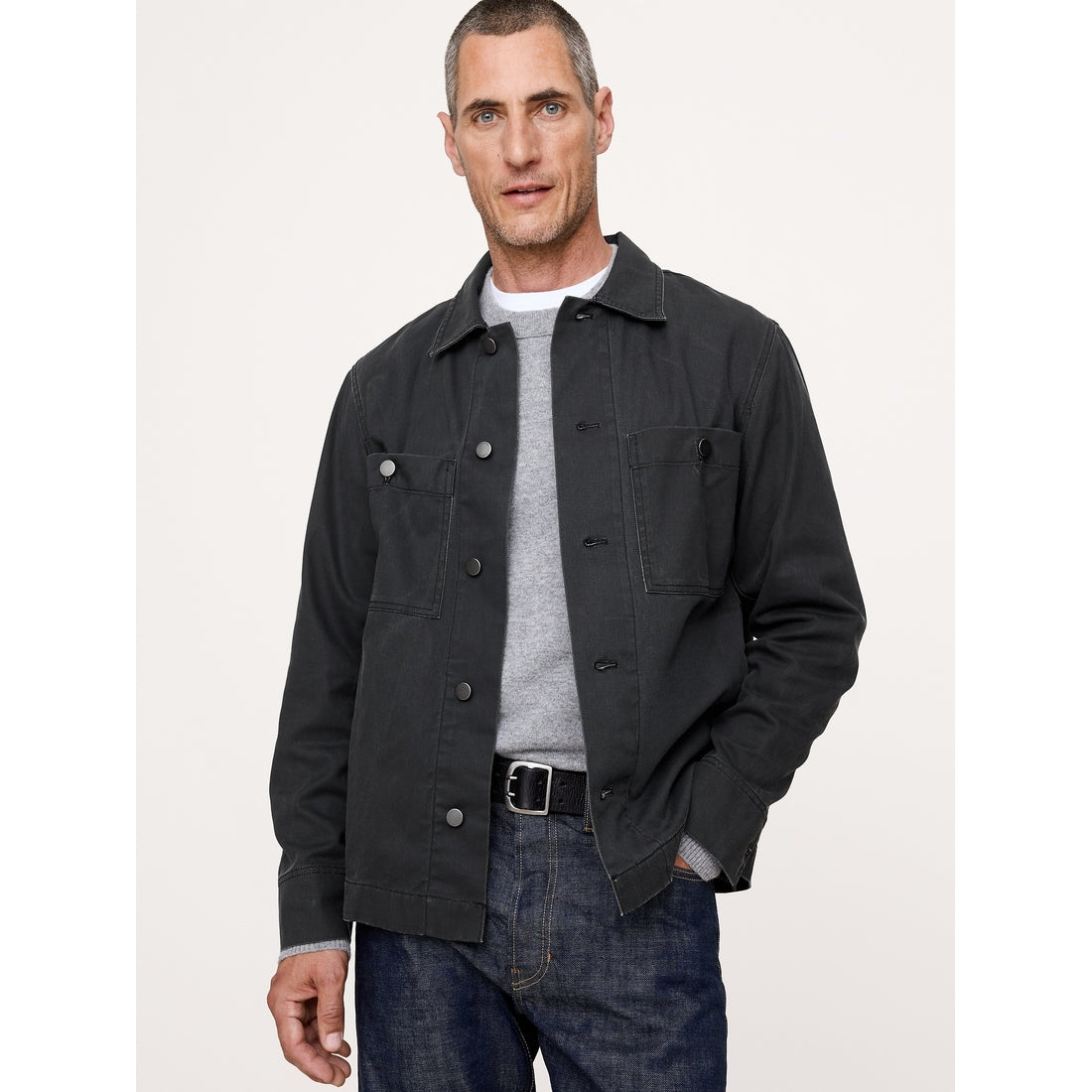 Men's Coated Cotton Twill Overshirt