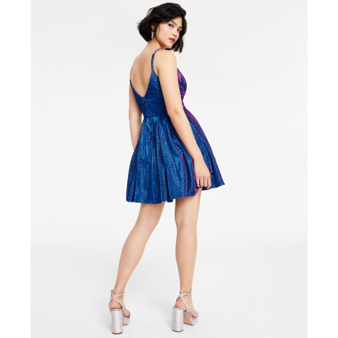 B Darlin Juniors' Glitter-Knit Skater Party Dress
