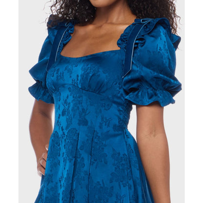 B Darlin Juniors' Puff Sleeve Pleated Short Dress