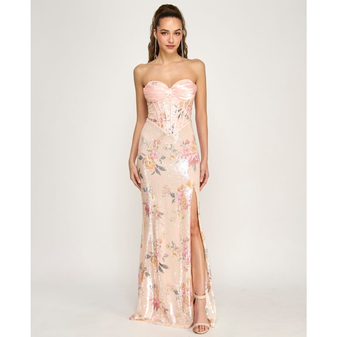 B Darlin Juniors' Floral Sequin Gown
