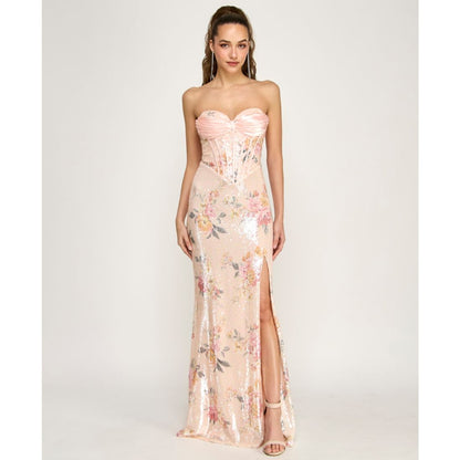 B Darlin Juniors' Floral Sequin Gown