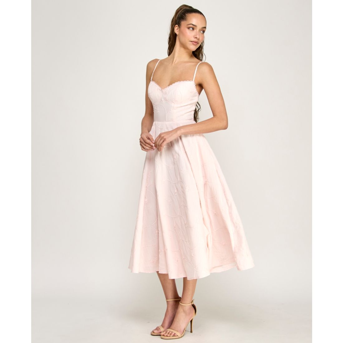 Alex & Sophia Juniors' Sweetheart Embroidered Fit & Flare Midi Dress
