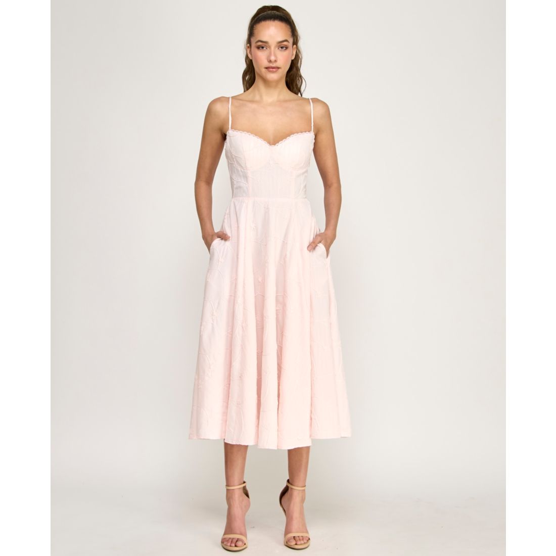 Alex & Sophia Juniors' Sweetheart Embroidered Fit & Flare Midi Dress