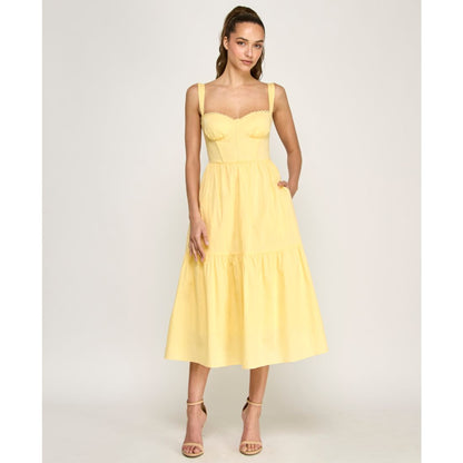 Alex & Sophia Juniors' Sweetheart Neck Tiered Poplin Midi Dress