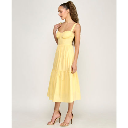 Alex & Sophia Juniors' Sweetheart Neck Tiered Poplin Midi Dress