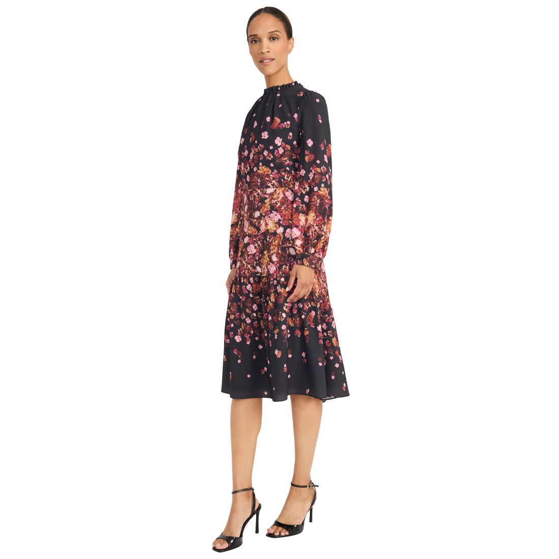 Maggy London Women's Flower Detail Long Sleeve Dress