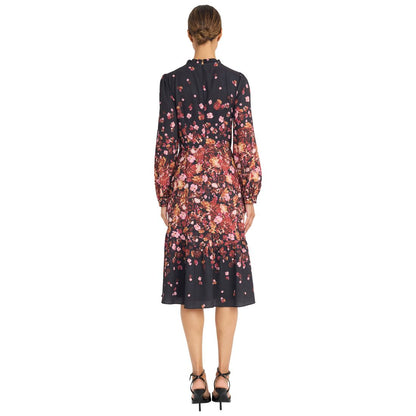 Maggy London Women's Flower Detail Long Sleeve Dress