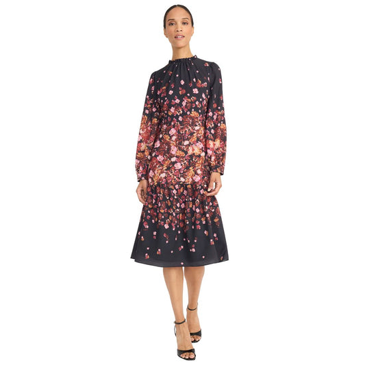 Maggy London Women's Flower Detail Long Sleeve Dress