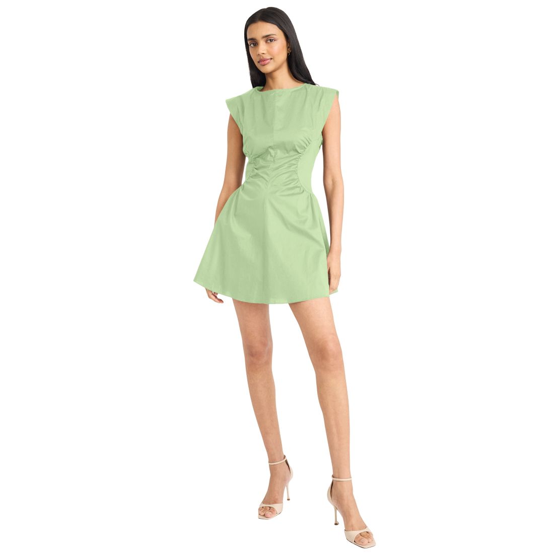 Donna Morgan Women's Boat Neck Gathered Detail Short Dress