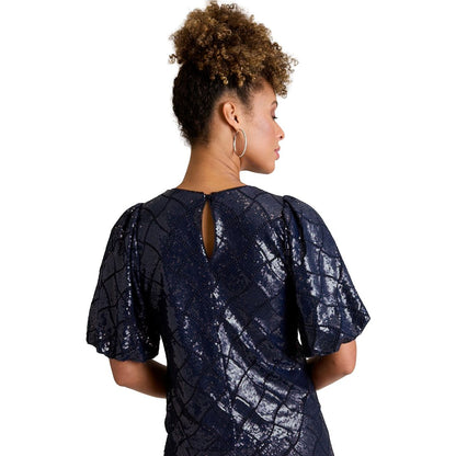 Muse Women's Jewel Neck Bubble Sleeve Top