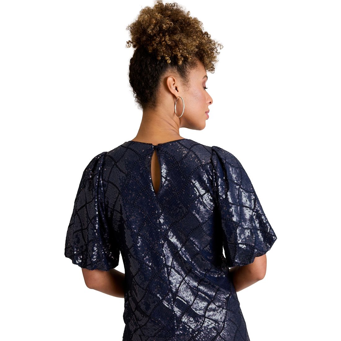 Muse Women's Jewel Neck Bubble Sleeve Top