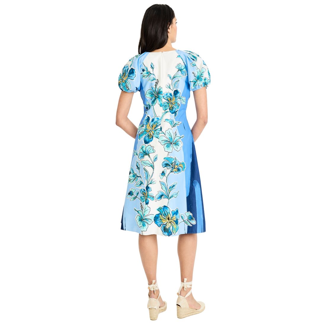 Maggy London Women's Puff-Sleeve V-Neck Midi Dress