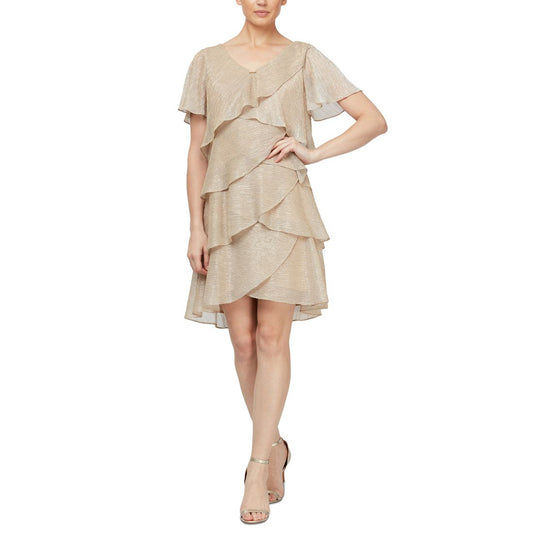 Sl Fashions Tiered Shimmer Shift Dress