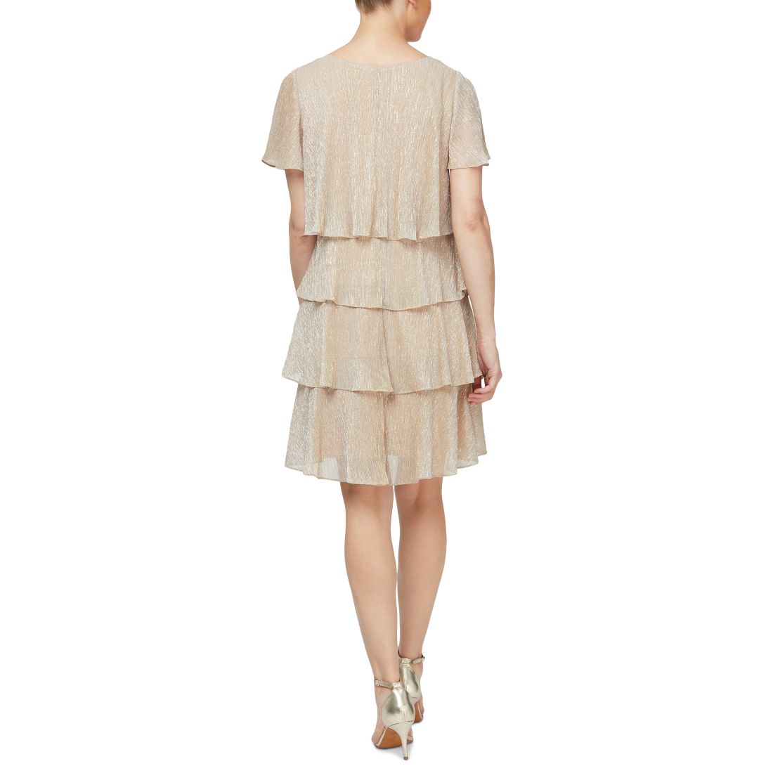 Sl Fashions Tiered Shimmer Shift Dress