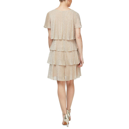 Sl Fashions Tiered Shimmer Shift Dress