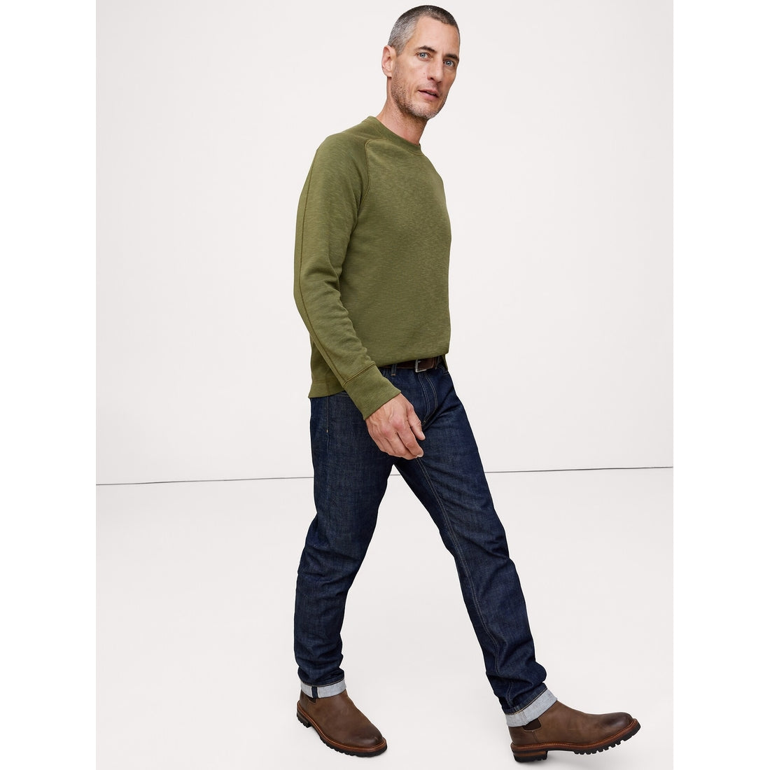 Men's Slub Double-Knit Crew-Neck T-Shirt