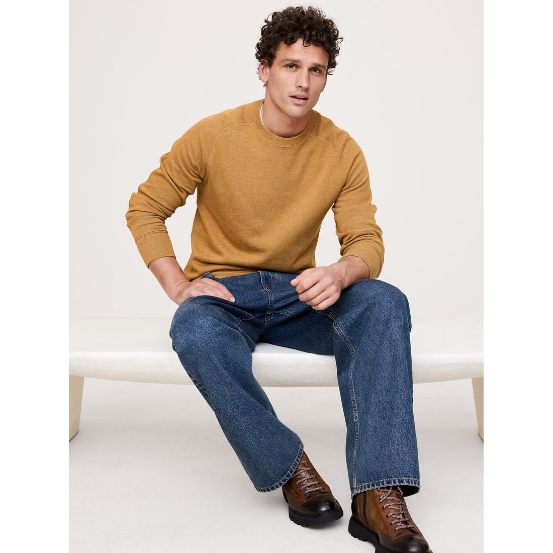 Men's Slub Double-Knit Crew-Neck T-Shirt