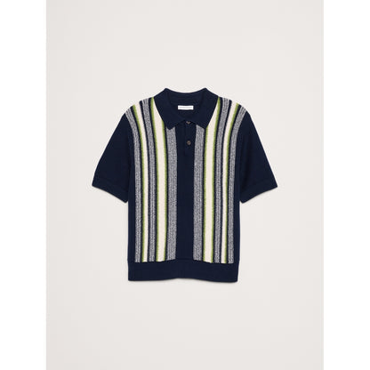Men's Bouclé Stripe Sweater Polo Shirt